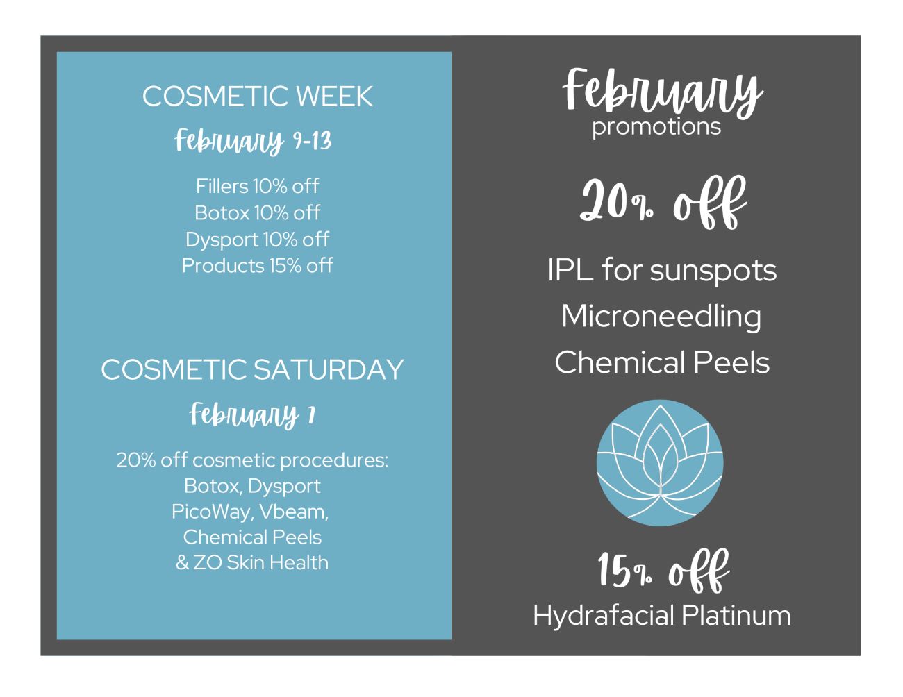 Promotions at Sunset Dermatology in South Miami.